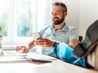 lucky bearded man makes business in the web